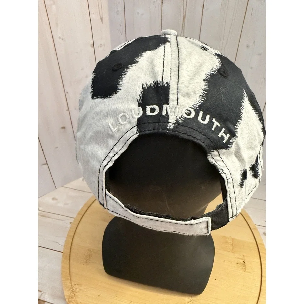 Loudmouth Golf Hat Black White Cow Print Holstein Adjustable Baseball Cap